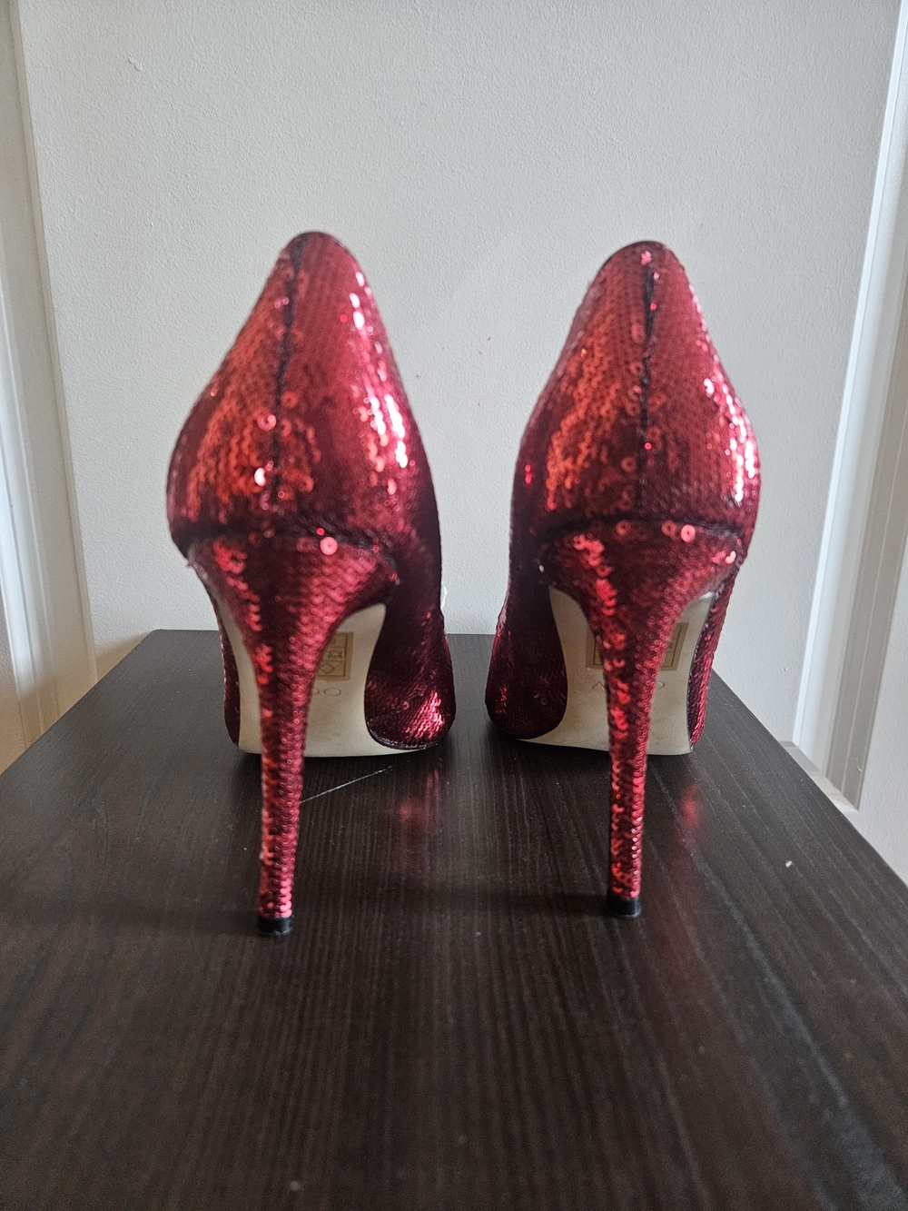 Women's Red Sequin High Heel Pumps